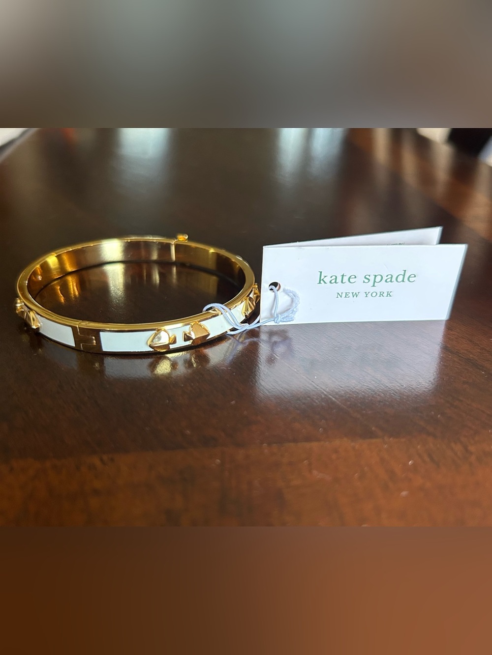 Kate Spade New York White Enamel & Gold Bangle Bracelet